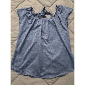 Lauren Conrad Beautiful Blue Floral Pleat Neat Top Blouse size Medium Womens